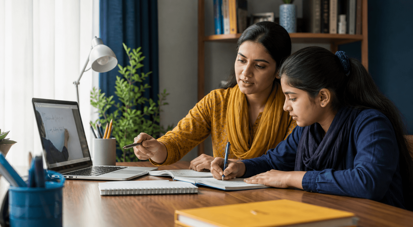 A tutor guiding a student through a live online lesson